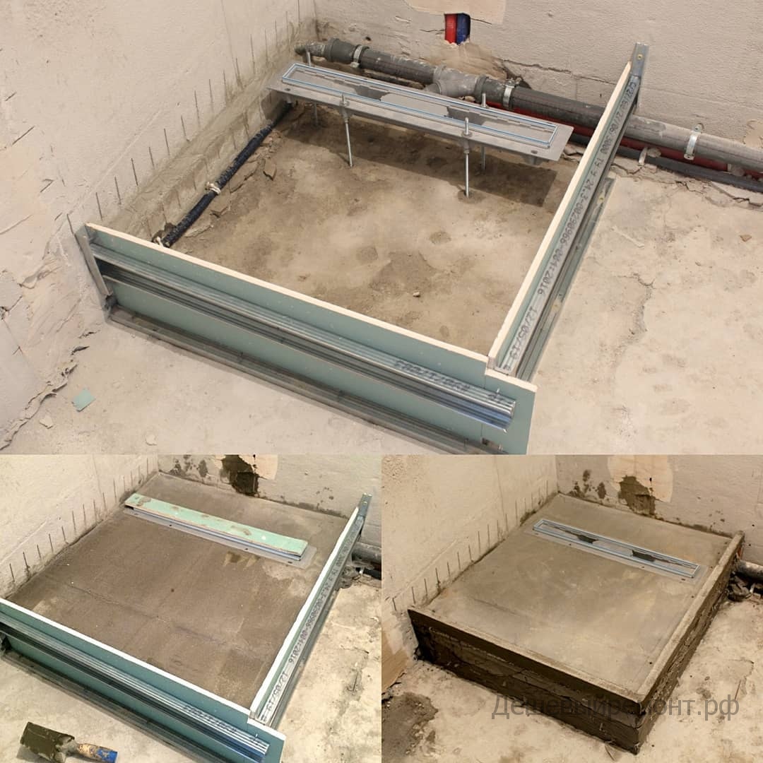 монтаж поддона душевой