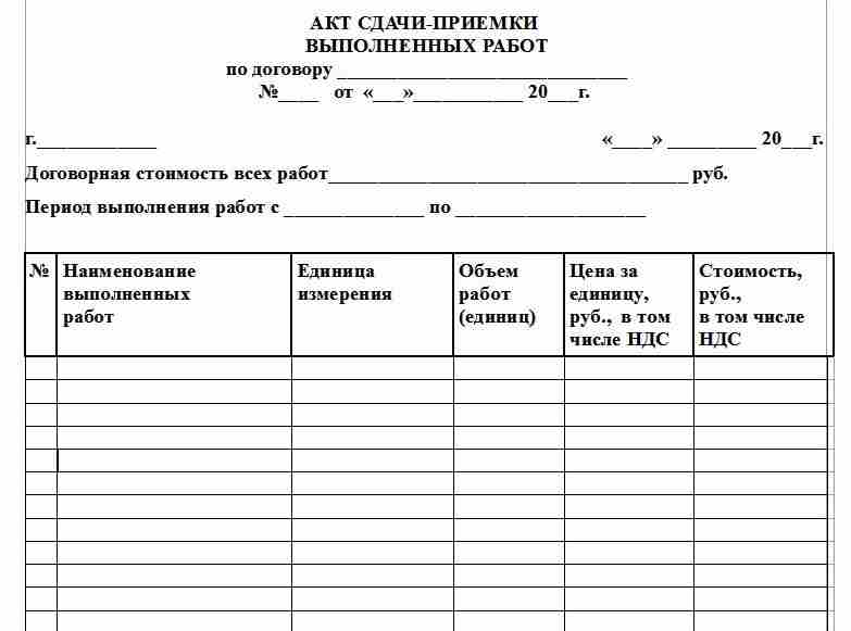 акт сдачи приемки